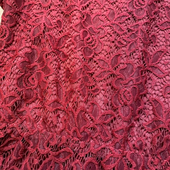 Adam Levine Burgundy Lace Short Sleeve Skater Mini Dress Size Medium - Picture 4 of 7